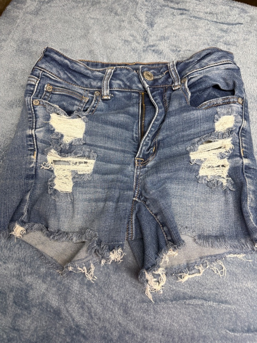 American Eagle Outfitters Distressed Blue Denim Shorts